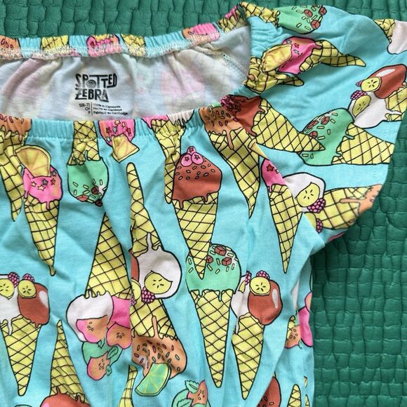 NEW Spotted Zebra 2 Shorts Rompers Girl S 6/7 Cat & Ice Cream Cones Thick Cotton - Picture 6 of 16